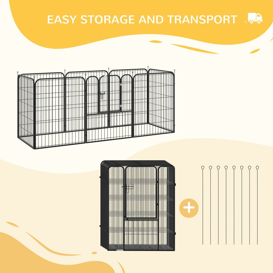 image 1 of PawHut 8 Panels Heavy Duty Puppy Play Pen for Large, Medium Dogs 100Hcm