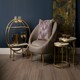 image 3 of Muted Brown Faux Leather Armchair,Sturdy Curved Silhouette Ocassional Chair,Gold Finished Lounge Chair Brown