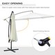 image 3 of Outsunny 3(m) Garden Banana Parasol Cantilever Umbrella, Cream White