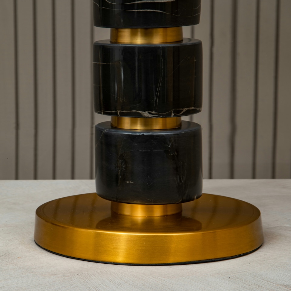 image 1 of Interiors by Premier Grey Fabric Shade Table Lamp Gold