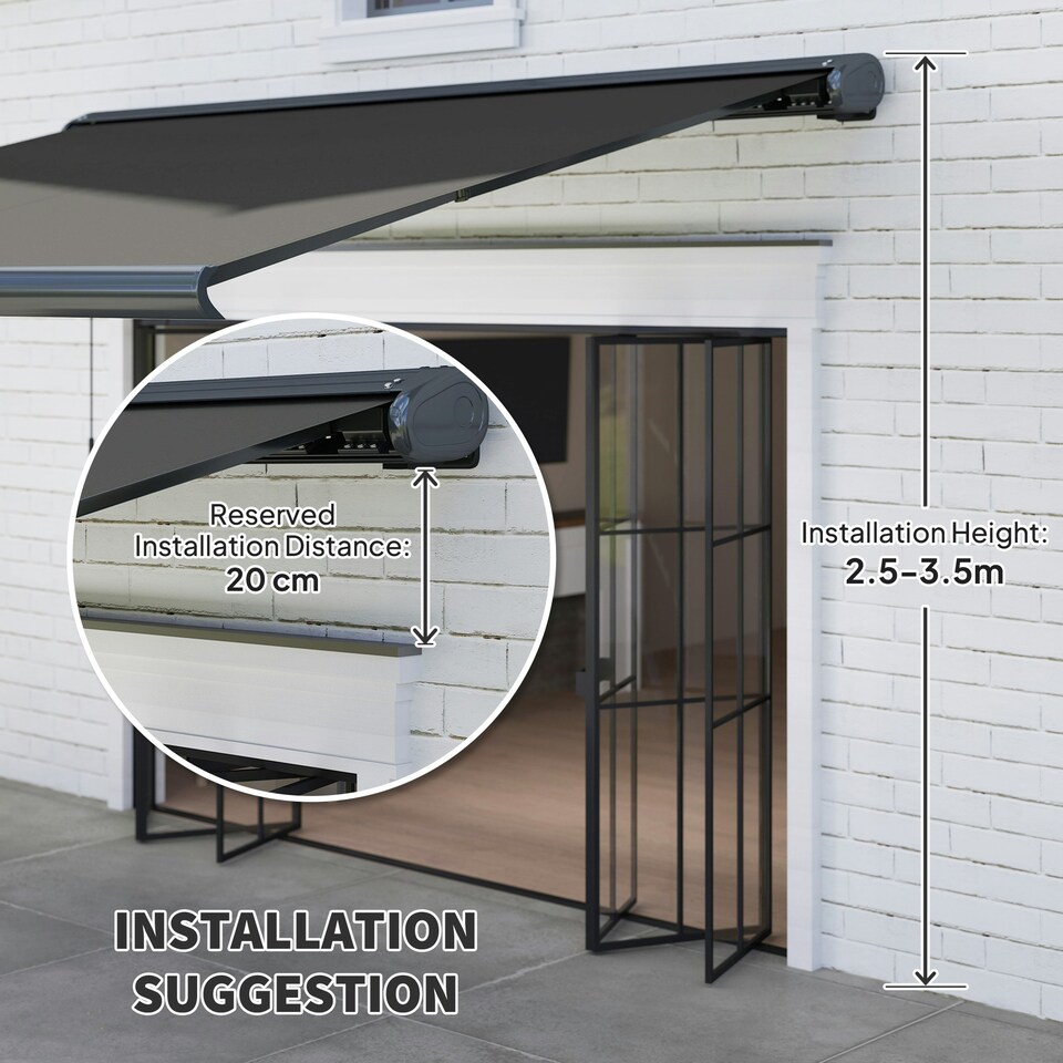 image 1 of Outsunny 4x3(m) Full Cassette Electric Awning, Aluminium Frame Grey | Dark Grey