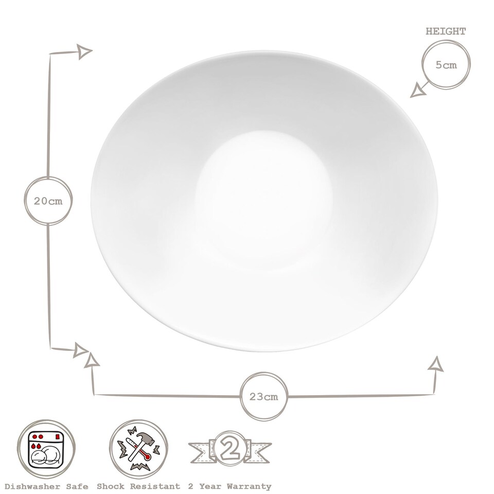 image 1 of Bormioli Rocco Prometeo Oval Glass Soup Plates - 23cm - White - Pack of 6 | White | White