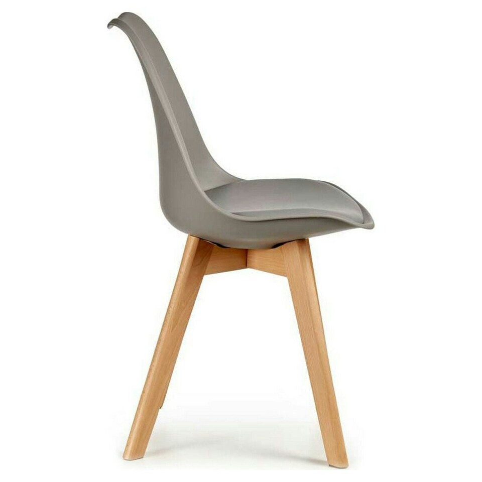 image 1 of Dining Chair Grey Light brown Wood Plastic (48 x 43 x 82 cm) Brown