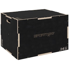SPORTNOW 41/51/61cm Pylometric Jump Box, Wooden Pylo Box for Home Gym | Black