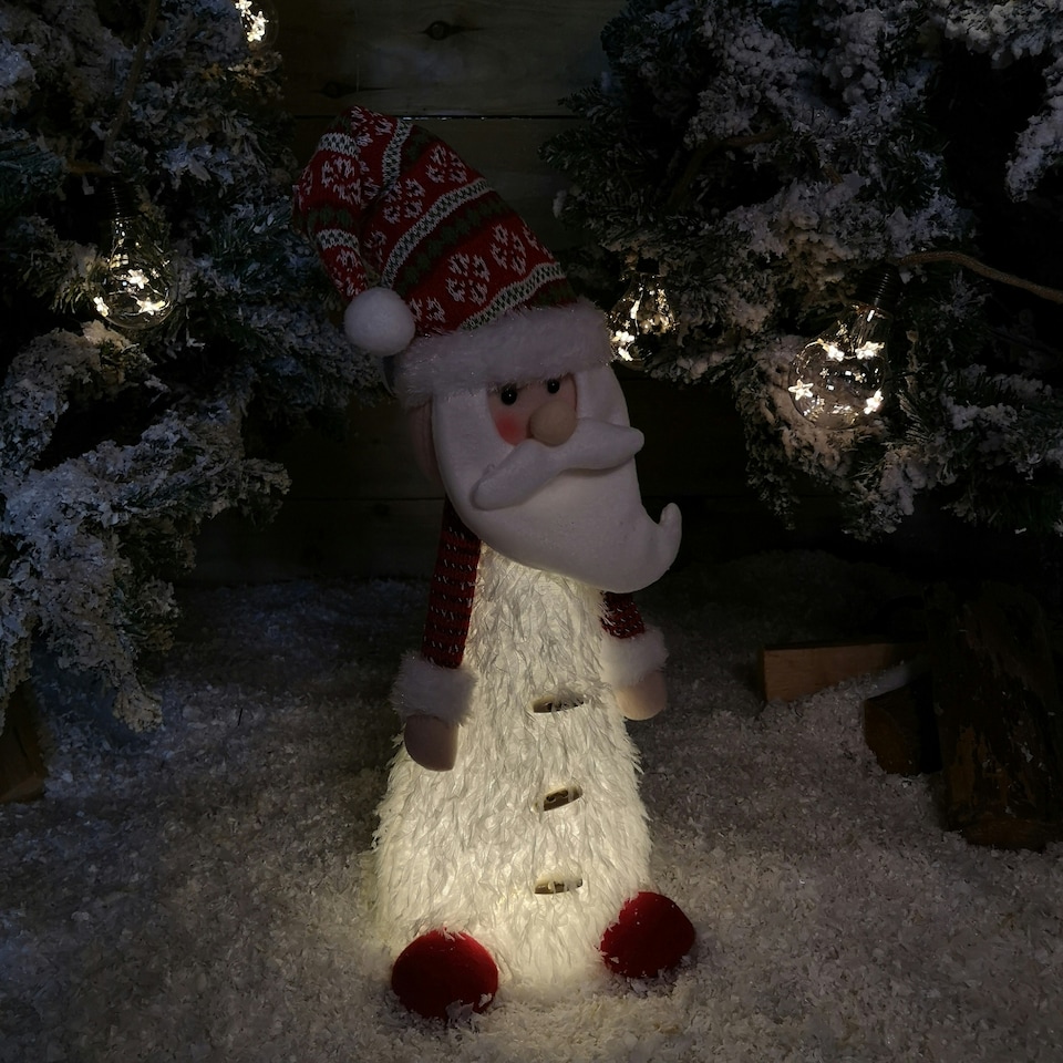 image 1 of 46cm Battery Operated LED Standing White Santa Christmas Decoration