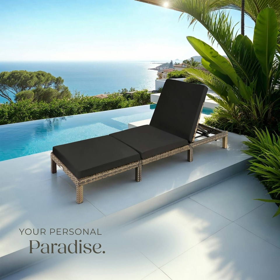 image 1 of Sun Lounger Sofia - 6-step adjustable backrest, thick padding, UV-resistant Brown | Nature
