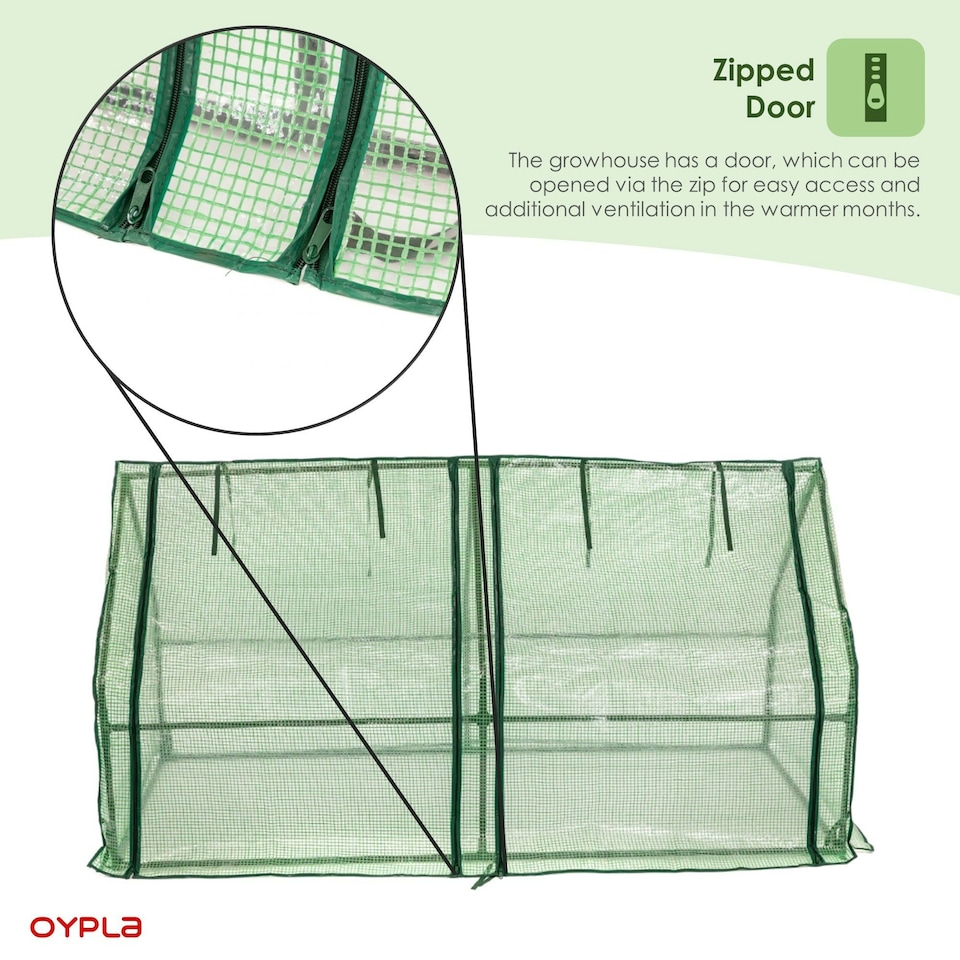 image 1 of Oypla Steeple Growhouse Garden Plant Greenhouse with Plastic Mesh Cover - 180x90x90cm