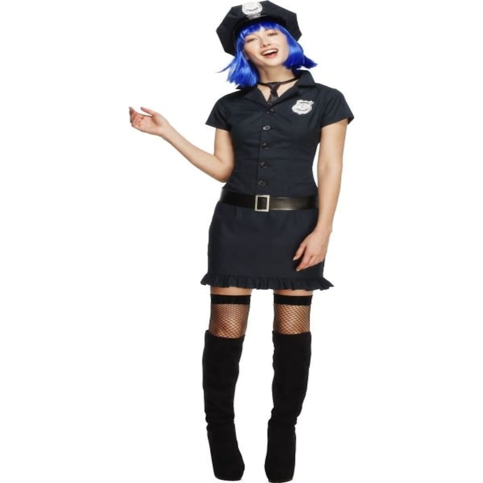 Fever Naughty Cop - Black - with Dress - Tie - Hat & Belt - 32036S S