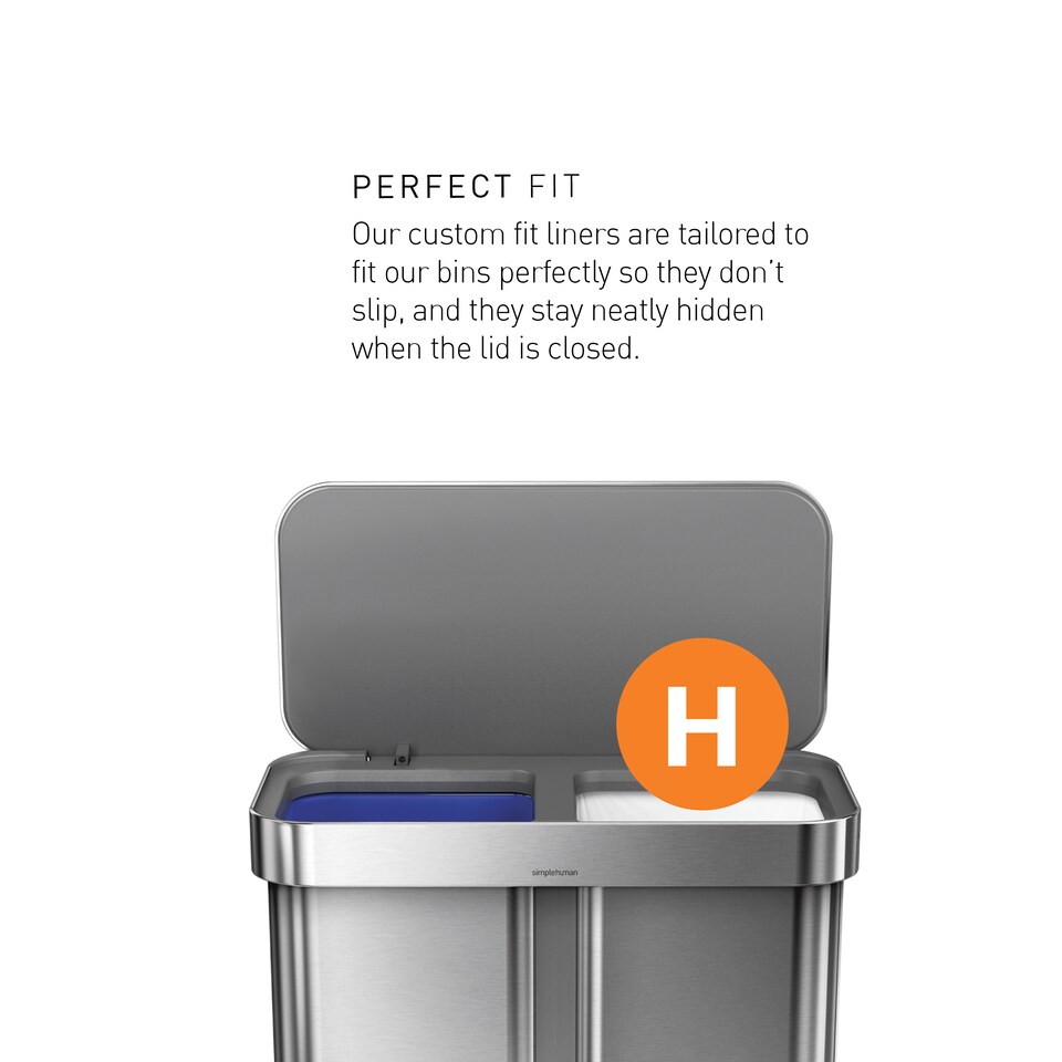 image 1 of Simplehuman 35L Code H Bin Liners, 50% Recycled Custom Fit Bin Bags, Pack of 100 | White | Code H | Code H | 5
