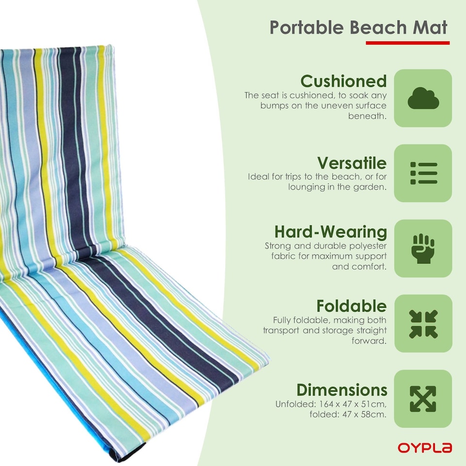 image 1 of Portable Beach Mat Folding Chair Sun Lounger Outdoor Camping | Multi