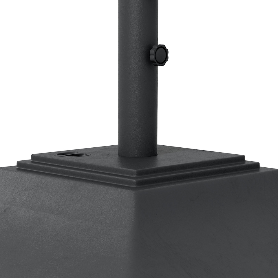 image 1 of Outsunny 60kg Square Parasol Base with Wheels Fillable Plastic Umbrella Stand | Black | Black