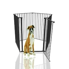 Bettacare Extra Tall Pet Pen, Pentagon, Black, 105cm High, 5 Panels, 1x72cm Door Panel and 4x72cm Side Panels, Dog Pen for Pets Black