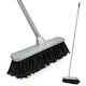 image 1 of Stiff Bristle Indoor Broom Silver Sweeping Brush for Tiles, Wood & Carpet Metal Handle Kitchen Floor Sweeper