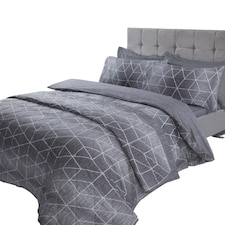 Calvin Geometric Polycotton Duvet Cover Set with Pillowcase Grey | King