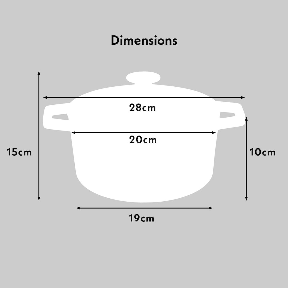 image 1 of Cooks Professional Cast Iron Casserole 20cm | 2.8L Capacity | Enamelled Inside & Out | Graduated Grey