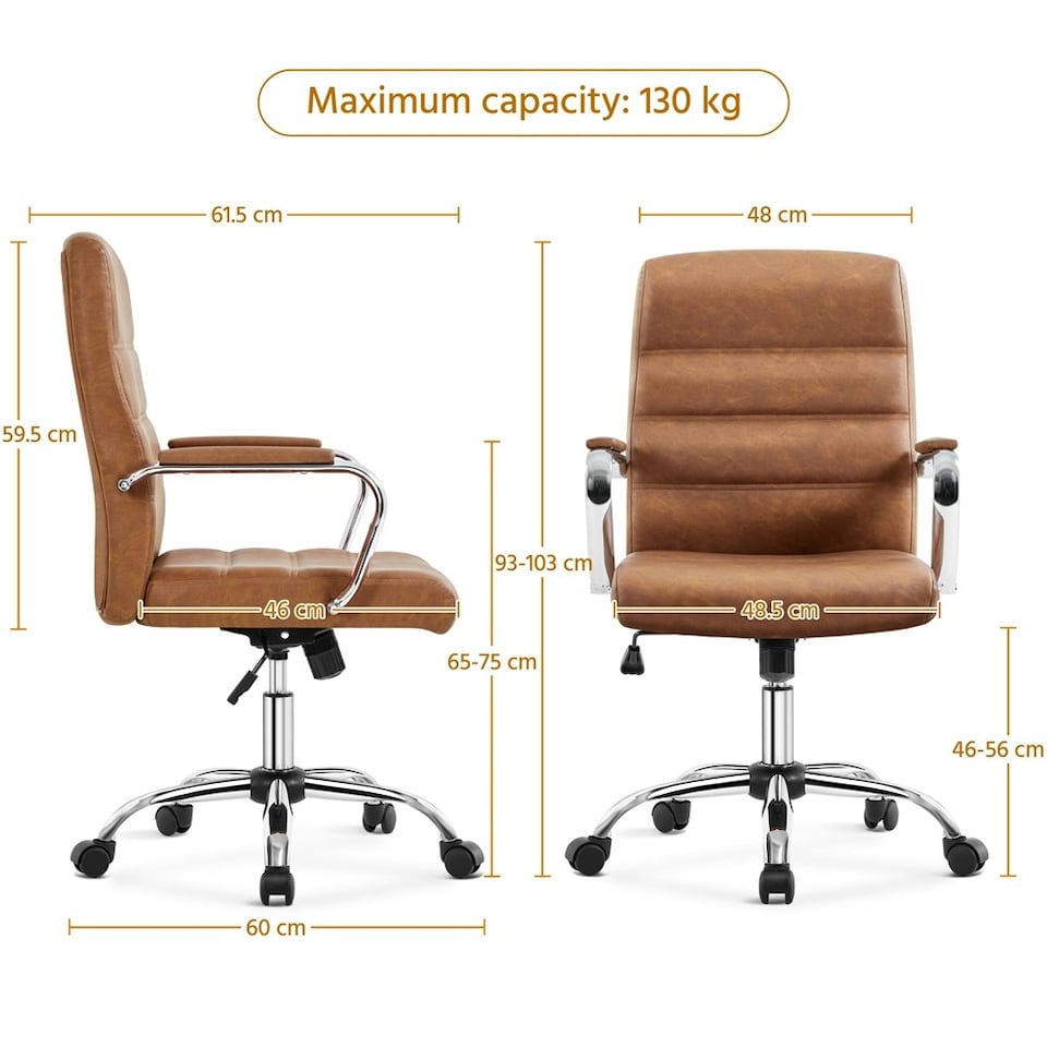 image 1 of Yaheetech Mid-Back Office Chair with Arms