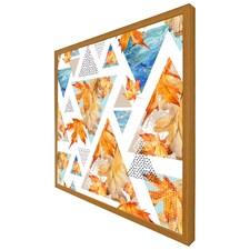 Autumn geometrics with maple leaves (Picutre Frame) Brown | Oak | M