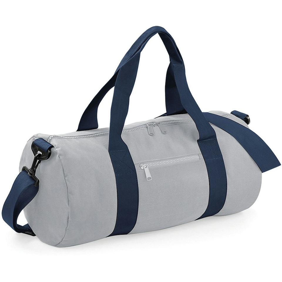 Bagbase Plain Varsity Barrel / Duffle Bag (20 Litres) - Light Grey/French Navy - One Size