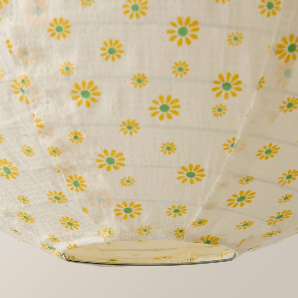 image 1 of ValueLights Annie Ditsy Floral Natural Fabric Globe Ball Ceiling Lamp Shade