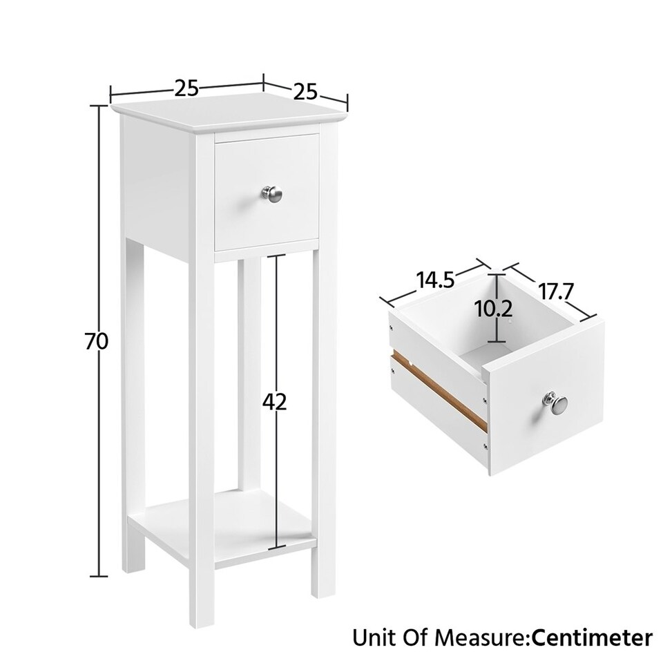 image 1 of Yaheetech Set of 2 Slim Bedside Tables Minimalist Design