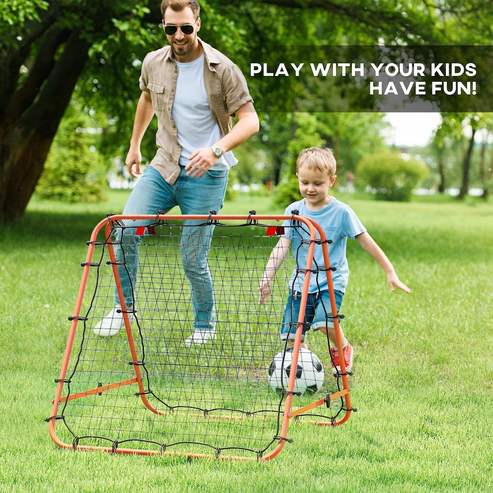 image 1 of HOMCOM Rebounder Net Football Target Goal with Adjustable Angles, Orange