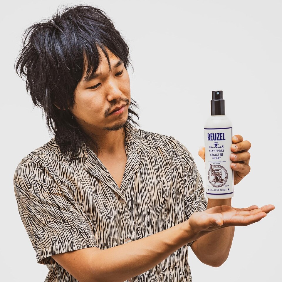 image 1 of Reuzel Clay Hairspray for Men, Texturizing & Volumizing Spray, Matte Finish, Lightweight Hold, 3.38oz 100ml