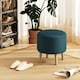 image 2 of HOMCOM Storage Ottoman, Round Stool Chair with Cushioned Top, Blue
