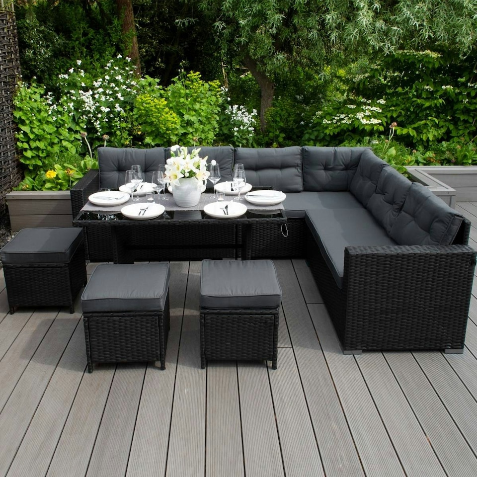 image 1 of Rattan Corner Set - Black