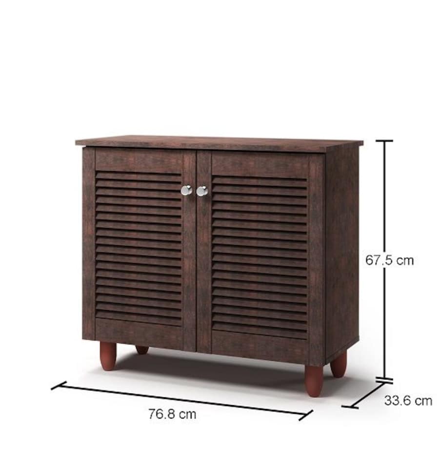 image 1 of Essentials Modern Shoe Storage Cabinet 2 Doors Footwear Stand Rack Unit Cupboard Dark Wenge
