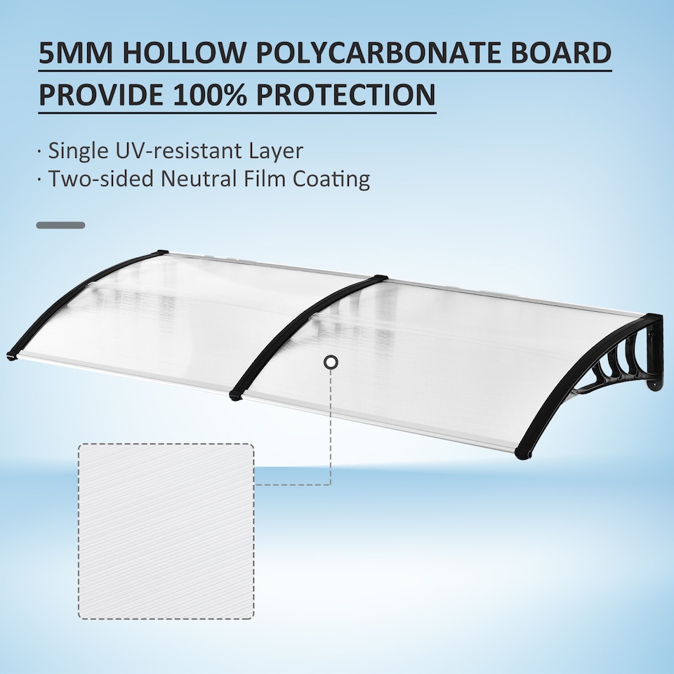 image 1 of Outsunny Outdoor Curved Window Porch Canopy Awning UV Rain Cover 0.8x2m Clear | Clear | Clear | 1