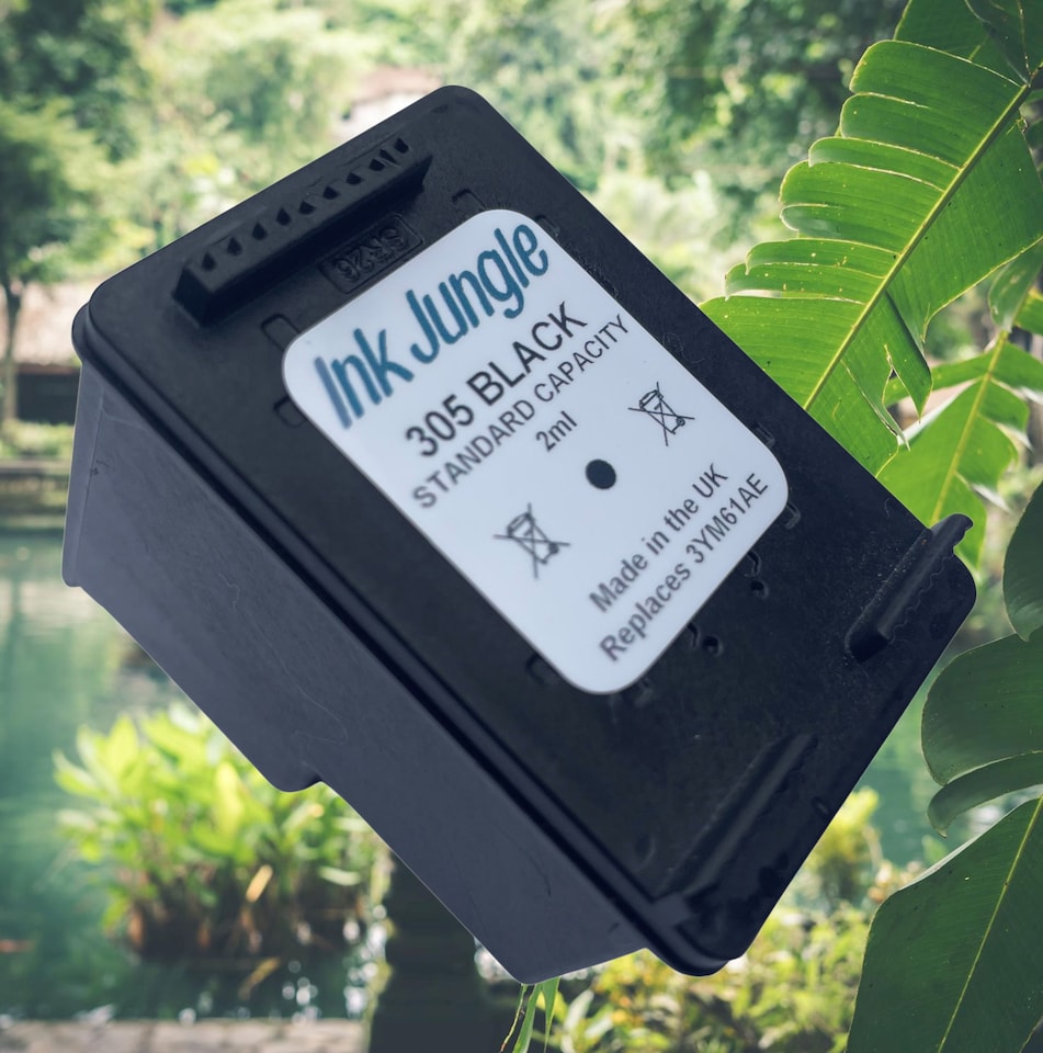 image 1 of Ink Jungle 305 Black Refilled Ink Cartridge - Replaces HP 305 Black