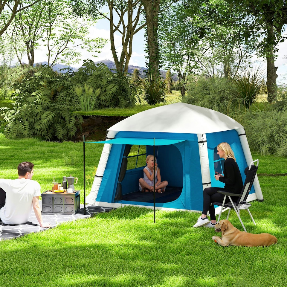 image 1 of Outsunny Inflatable Camping Tent, Easy Setup 2 Man Tent, Brown