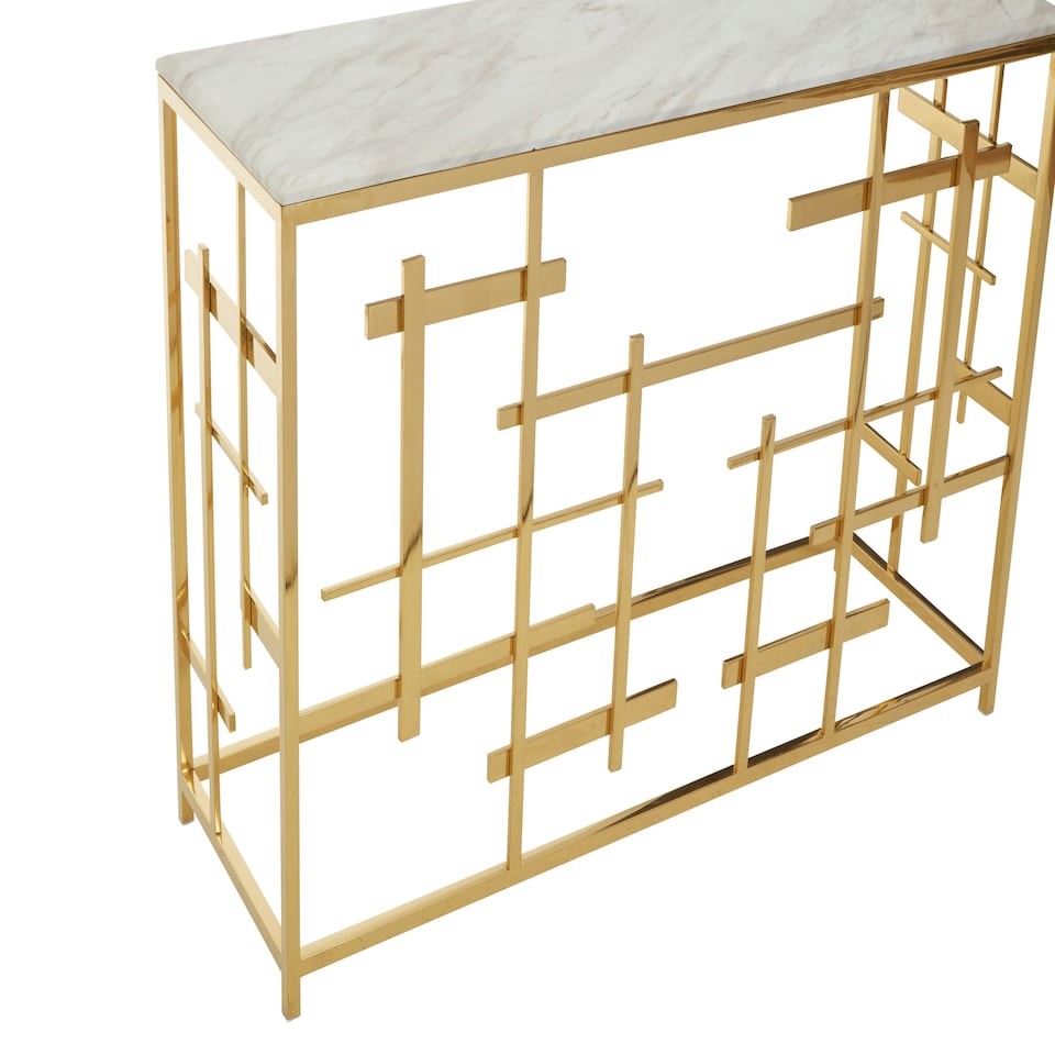 image 1 of Interiors by Premier Stylish White Marble Console Table|Versatile Decorative Table For Patio|Convenient Rectangular Table White