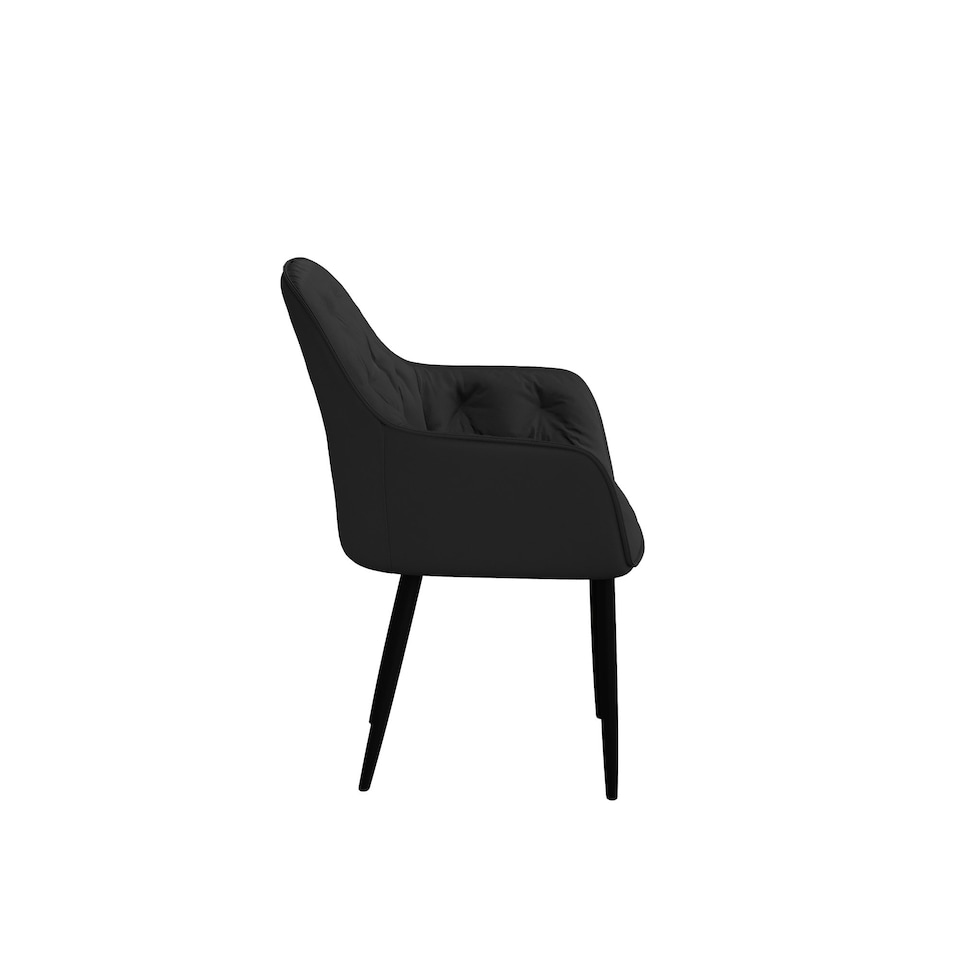 image 1 of Set Of 6 Anika Modern Velvet Dining Chair Padded Seat Metal Legs (Black) | Black | Black | One Size