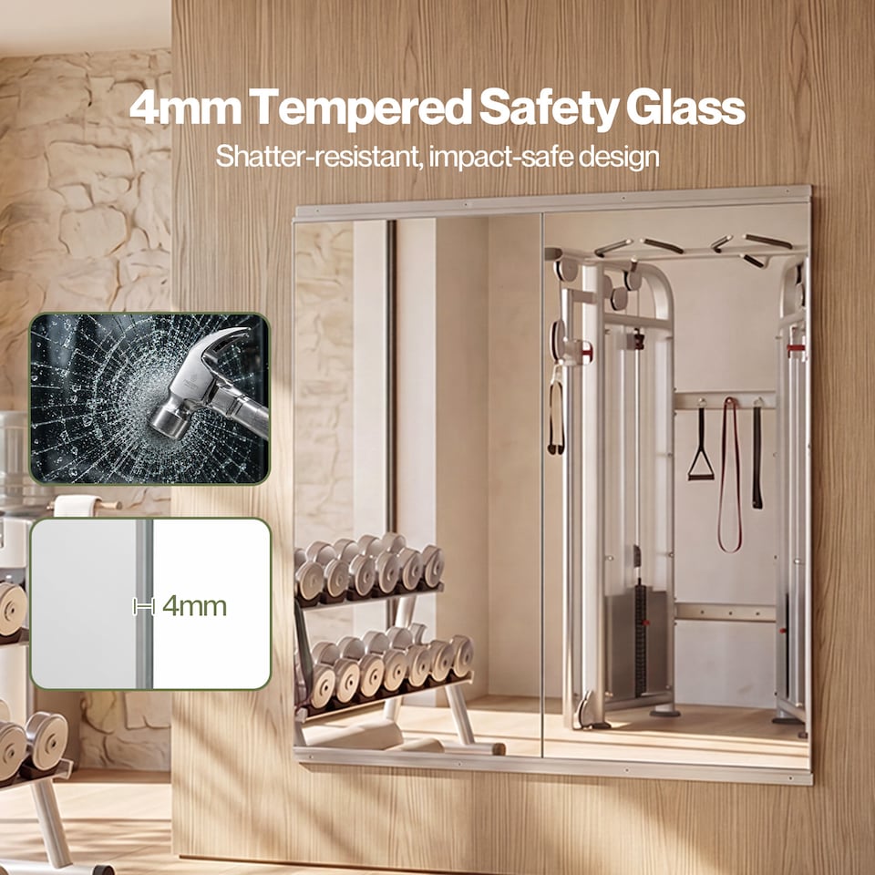 image 1 of Yezi Home Gym Mirrors Wall Mounted Large Full Body Mirror 2 PCS 120cm x 60cm