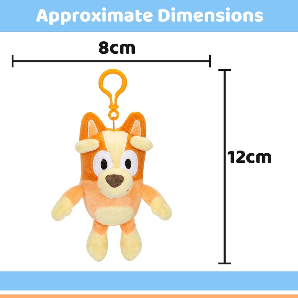 image 1 of PMS Bingo Plush Bag Clip - Orange, 12cm