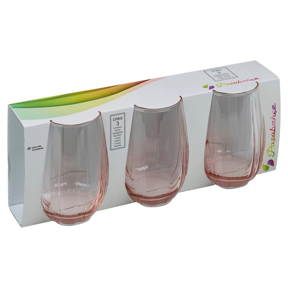 image 1 of Linka Coloured Glasses Sets Glassware Cup Tall Short Cocktail Tumblers | Multi | Pink 380ml