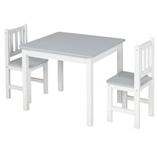 HOMCOM Kids Table and 2 Chairs Set 3 Pieces Toddler Multi-usage Desk Indoor Grey Grey