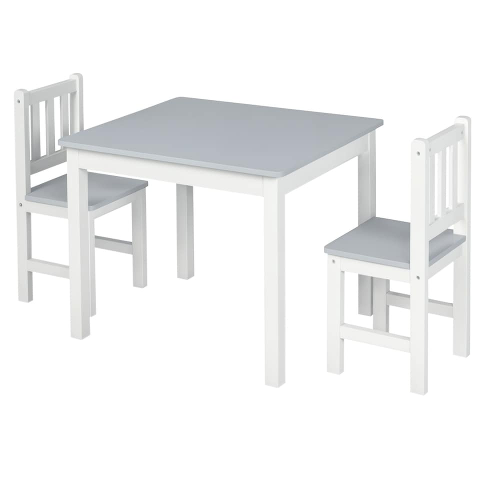 image 1 of HOMCOM Kids Table and 2 Chairs Set 3 Pieces Toddler Multi-usage Desk Indoor Grey Grey