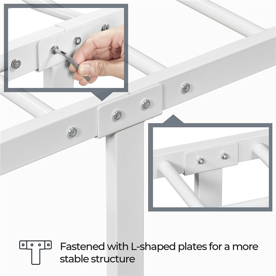 image 1 of Yaheetech Full Classic Iron Platform Bed with High Headboard and Footboard White