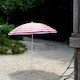 image 7 of The Magic Toy Shop Beach Parasol Red Striped Tilting Height Adjustable Portable Sun Shade