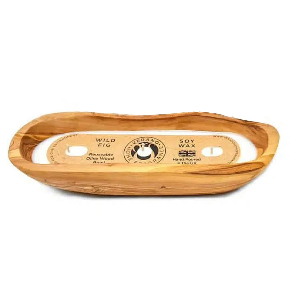 image 1 of Verano Spanish Ceramics Olive Wood Soy Wax Candle - 25cm Wild Fig Brown