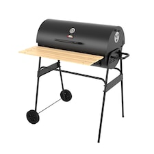 BBQ Master XL Barrel Charcoal BBQ Grill Smoker Black with Shelf