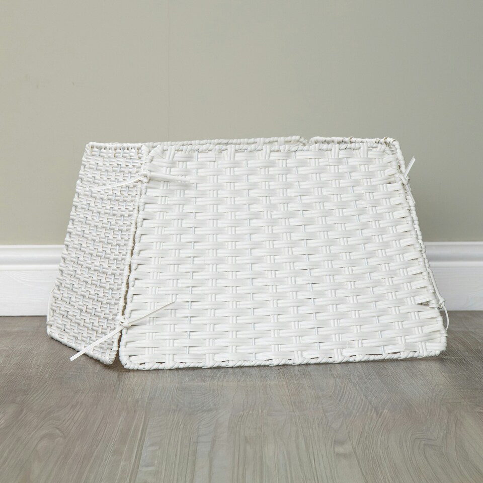 image 1 of 47cm x 46cm Samuel Alexander Foldable Faux Rattan Christmas Tree Skirt in White
