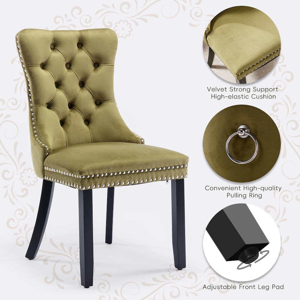 image 1 of Romsey Set of 2 Modern Velvet Dining Chairs with Knocker Ring