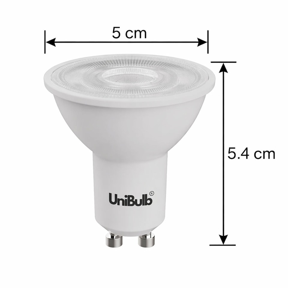 image 1 of UniBulb LED GU10 345lm 3.6W (Replaces 50W) 6500K (Daylight) Spotlight Downlight Dimmable Light Bulb - Pack of 1 | White | Daylight | 1