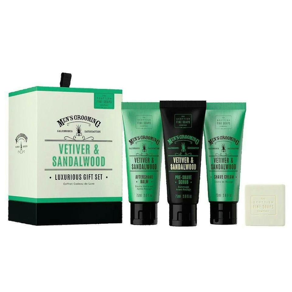 Scottish Fine Soaps Company Luxurious Men's Gift Set Vetiver & Sandalwood