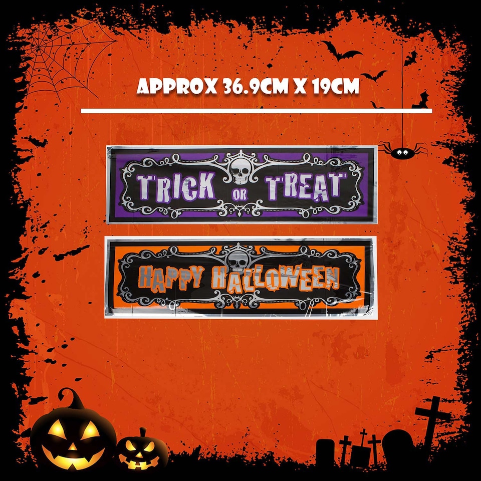 image 1 of PMS Happy Halloween Banner 3ft Decoration - Trick or Treat Party Sign