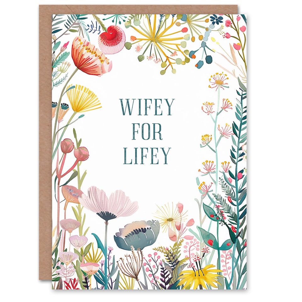 image 1 of Greeting Card Wifey For Lifey Fun Sincere Floral Flowers Birthday