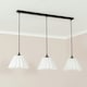 image 3 of ValueLights Lauren White Pleated Shade 3 Drop Bar Matte Black Diner Ceiling Pendant Light Black